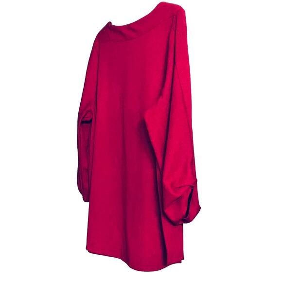 DRESSBARN LONG SLEEVE PULL-OVER TUNIC TOP, WOMENS, 2X, CRANBERRY, ROUND NECK - Picture 6 of 10